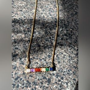 🧡💛💚💙💜💗♥️Beautiful Rainbow Chakra Necklace. Gold colored chain/metal